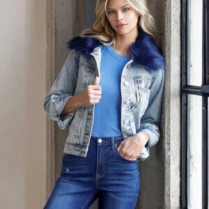 Pomander Place Tuckernuck Cotton Utility Jacket w/ Removable Faux Fur Collar S